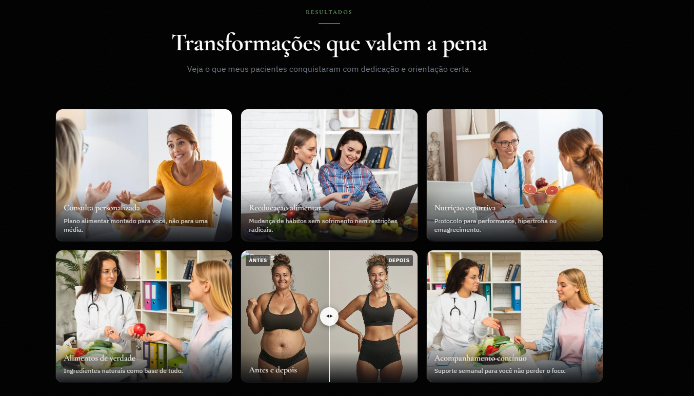 Secao de resultados de uma pagina profissional vista no computador